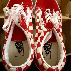 Vans women’s 7.5 men’s 9 Red and White Checkered Shoes
